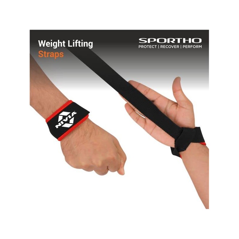 Nivia 11043 Neoprene Padded Weight Lifting Gym Bar Straps, Free