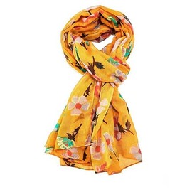 GFM® Floral Leaves Print Scarf - Spring Summer - All Seasons Scarf (FL-65-Floral Mustard)(PSCF-FP2-FL-9165-MTD)