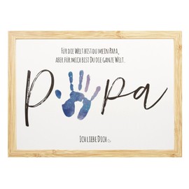 CJ&M PAPA Handabdruck Fußabdruck Kunsthandwerk, Vatertagsgeschenk für Papa, DIY Baby Kinderkarte, Dekor Kinderzimmer Erinnerungsstück, Kleinkind Vorschulhandwerk (mit Holzrahmen)