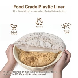 2 Pack 10'' Bowl Covers for Bread Proofing with Plastic Liner, Reusable Cloth Bread Bowl Cover for Sourdough Rising