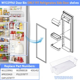 Wadoy W11239961 W10900538 Door Shelf Bin Replacement, Compatible with Whirlpool WRS311SDH WRS325SDH WRS321SDH Refrigerator, Replace 4591452 AP6333410 PS12578777 EAP12578777