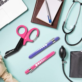 MEUUT 3 Pack Medical Scissors Penlights for Nurses-Two Medical Pen lights with Pupil Gauge, One 7.5" Trauma shears Bandage Scissors with Carabiner-Nurse Accessories for Nurse Doctor