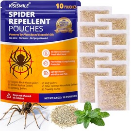 Spider Repellent Pouches Indoor and Outdoor:Effective Spider Deterrent for House Garage Attic - Safe for Kids and Pets with Plant-Based Essential Oils 10 Pack