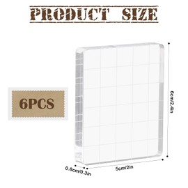6 Piece Acrylic Stamp Block Set, 5 x 6 cm Acrylic Blocks Stamp Set with Grid Lines Transparent, Acrylic Block Stamp Punching Blocks for Scrapbooking, Card Making, Crafts Making