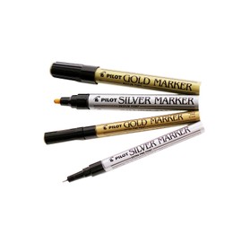 Pilot Metallic Permanent Paint Markers, Silver, Extra Fine Point (0.5mm), 6 Count, Bundle with Plastic Reusable Pouch