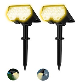 FOSUNKER All-New Solar Spot Lights Outdoor Waterproof，20 LEDs Solar Flag Light with 2 Modes,Landscape Spotlights for Pathway, Patio, Garden, Trees ，Pool(2 Pack,Warm Light)