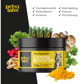 Petsy Labs Canine Booster with Green-Lipped Mussel for Dogs, Green Mussel Extract, Strengthens the Immune System, Supports Joints and Mobility, 150 g Shell Extract Powder