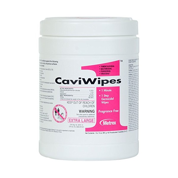Metrex Caviwipes1 Surface Disinfectant, 9" x 12", 65 ct/can 13-5150