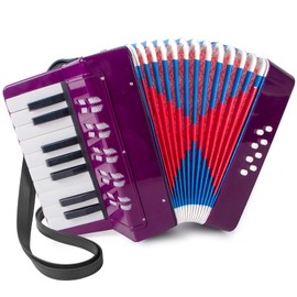 Accordion, 17 Keys Piano Accordion for Kids 8 Bass with Straps for Beginners Student Educational Musical Instrument (Purple)