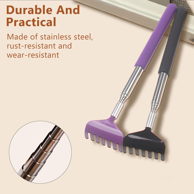 Jaasuee 3-Piece Portable Extendable Back Scratcher Set, Telescopic Back Scratchers