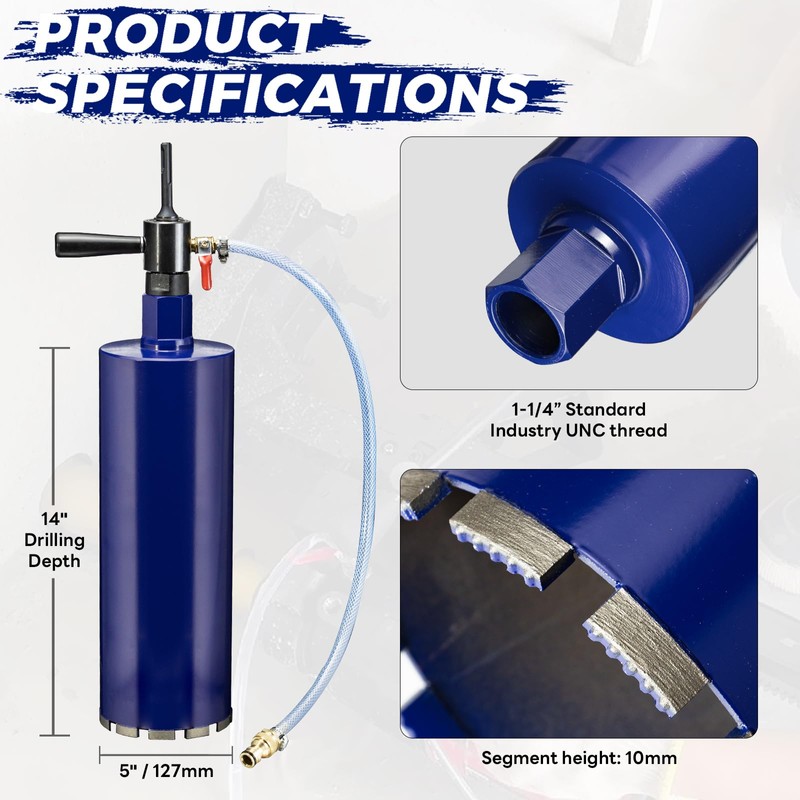 DaduoRi 5" Pro Core Drill Bit with SDS Plus Water