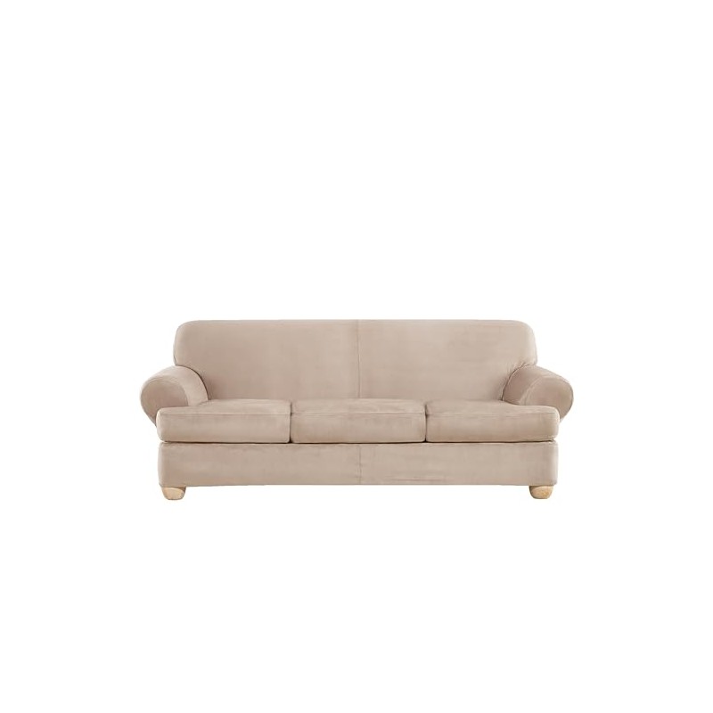 SureFit Ultimate Stretch Suede 4 Piece T Sofa Slipcover in