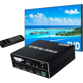 2x2 HDMI Video Wall Controller, HDMI & DVI Support 4K Input TV Wall Controller,1080P Output TV Wall Processor, IR Remote & RS232 Control,180 Degree Rotate 1x2,1x3,1x4,2x2,2x1,3x1x4x1 Video Wall