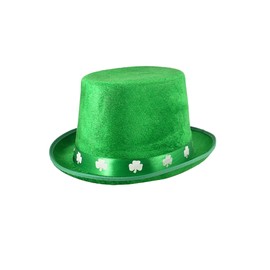 HENBRANDT 6 x Adult Green Felt Topper Hats with Irish Shamrock Hat Band St Patrick's Day Accessories Leprechaun Hat One Size Irish Fancy Dress Costume Accessory Novelty Hats for Men and Women