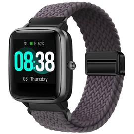 Issinlky Nylon Braided band for Veryfitpro ID205L, 19mm Elastic Strap for GRV FC1 IDW15 ID205S ID205G ID215G ID216 ID205L YM205L Uwatch3 Ufit GT BV205L TE021 SW020 SW021 SW023 Smartwatch