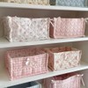 Snblzhef Fabric Quilted Storage Basket Cute Fabric Storage BOX Fabric