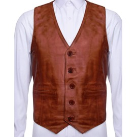 Infinity Leather Men's Goat Suede Classic Smart Soft Leather Vest, Tan