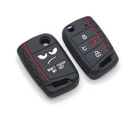 2 Pcs Funda para Llave, Funda Llave, 4 Botones, Protector de Silicon para Llaves de Auto, Funda para Llave Auto Compatible con Volkswagen Golf y Polo 2018, Key Fob Cover, Accesorios (Negro)