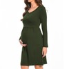 Bearsland Women's V-Neck Long Sleeve Maternity Dresses Nursing Breastfeeding Dresses