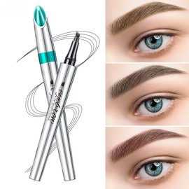 Eyebrow Pencil Eyebrow Microblading Pen - Eye Makeup Eyebrow Pen Micro 4 Point Brow Lift & Snatch Microblading Long-Lasting Waterproof Natural Eyebrow Hair (03 Red Brown)