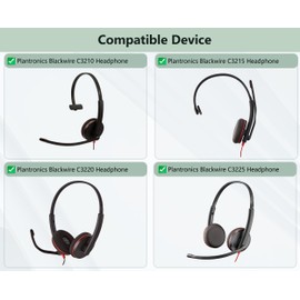 XRHTONG Prime Replacement Ear Pads Compatible with Plantronics Blackwire C3210 C3215 C3220 C3225 Headphones Ear Pads Cushions (Protein Leather/Memory Foam)