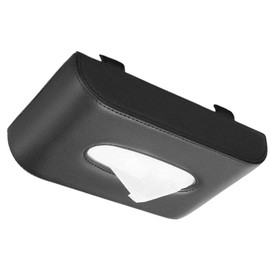 RYUBOF Car Tissue Case, Hanging, Premium PU Leather, Black, Sun Visor Mounted, Magnetic Closure, One-Touch Installation, Tissue Box Holder, Car Storage, Compact, Slim, Car Accessories, Car Accessories