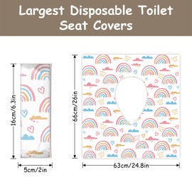 ZHOMA 40 Pack Toilet Seat Covers Disposable for Bathroom, Extra Large XL Size Waterproof Covers for Toddler Potty Training, Individually Wrapped Portable for Adults Kids Travel Trip Airplane -Rainbow