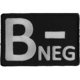 B Negative Blood Type Patch, Iron on Patch, Embroidered