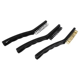 Hsthe Sea 3 Piece Large Wire Brush Set Stainless Steel Brass and Nylon Brush for Removing Paint, Rust and Corrosion, Cleaning Tiles, Removing Dust, Etc (Black)