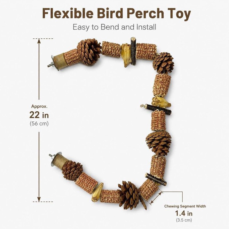 Pyralidsg Giocattoli per Uccelli, 80cm Giochi per Pappagalli in Legno