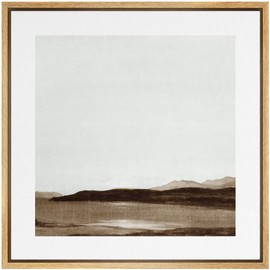 SIGNWIN Framed Canvas Print Wall Art Minimalist Abstract Mountain Landscape View Nature Wilderness Illustrations Fine Art Farmhouse/Country Minimal for Living Room, Bedroom, Office - 16"x16" Natural