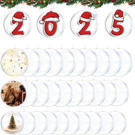 Pack of 30 Transparent Acrylic Baubles for Filling 4/5/6 cm, Fillable Christmas Baubles, Fillable Christmas Tree Baubles, Christmas Baubles for Filling, Acrylic Christmas Baubles