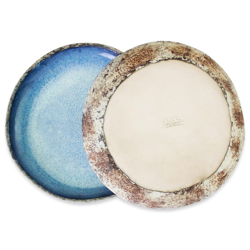 roro Modern Rustic Handmade Ceramic Stoneware, Reactive Rough Edge Coral