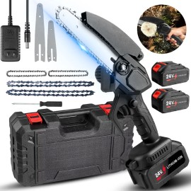 Unbranded 21V Electric Cordless Chain Saw Small Mini Handheld Chainsaw 2 Battery Powered