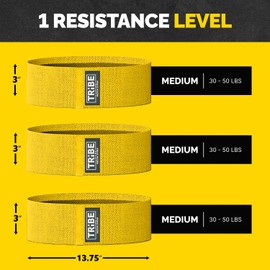 Tribe Lifting Fabric Resistance Bands for Exercise - Hip Bands for Working Out Legs, Glutes, Knees and Thighs for Men and Women - Cloth Circle Booty Bands for Physical Therapy (Yellow)