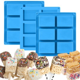 Sidosir Rice Krispies Silicone Mold for Rice Krispies Treats Baking, 6-Cavity Granola Cereal Bars Mold for Chocolate Cheesecake Brownie