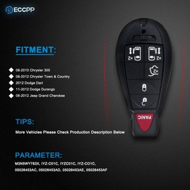 ECCPP fit for 2X Car Key Fob Clicker Transmitter for Dodge for Chrysler for Jeep M3N5WY783X IYZ-C01C