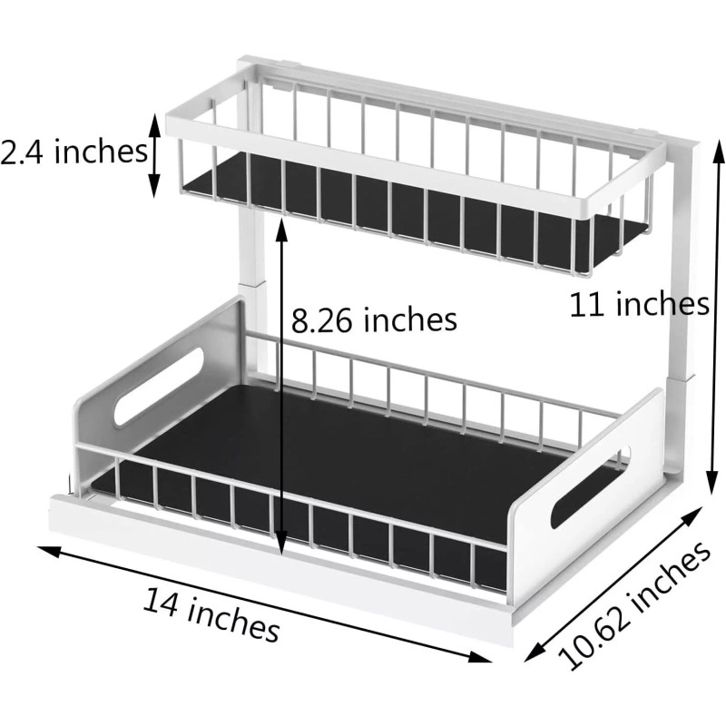 AIDERLY Under Sink Organizers Storage 2 Tier Slide Out Kitchen