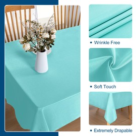 DWCN Rectangle Tablecloth - 54 x 108 Inch - Waterproof Stain and Wrinkle Resistant Washable Table Cloth, Decorative Fabric Table Cover for Kitchen Dining Room Party and Outdoor Use, Aqua