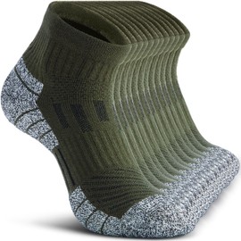 NSRRUN TURTLE Wool Compression Ankle Socks - Cozy Cushioned Hiking Running for Men Women - Thick Warm Durable, Large, Green, 6 Pairs
