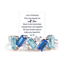 Nobody Has It All Together Band Ring Self Love Ring for Her Broken But Survived Ring All Your Broken Pieces Make You Beautifu Jewelry Gift for Women（BLUE7）