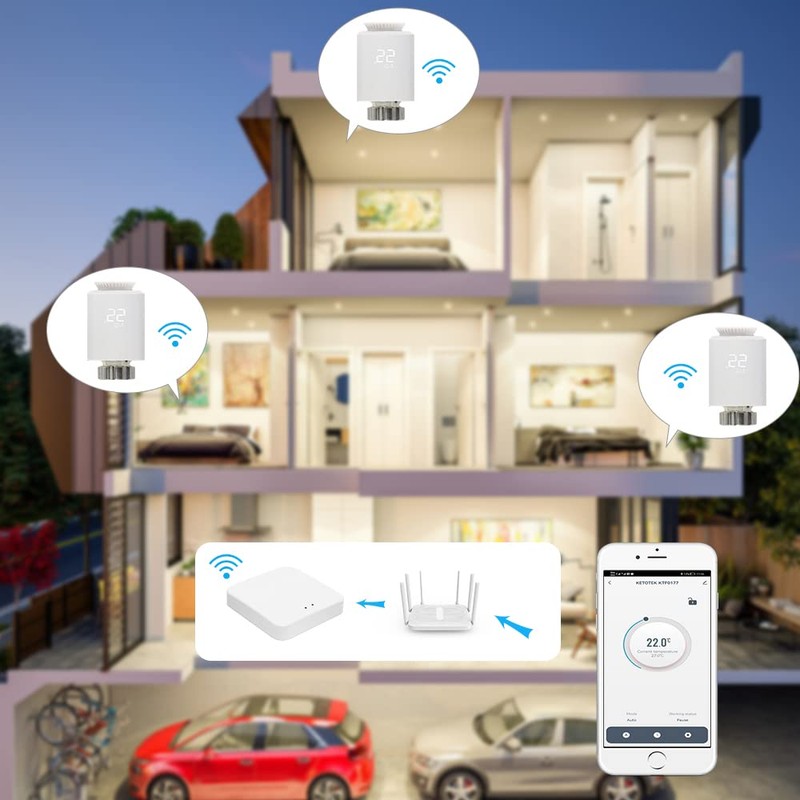 Elektronisches Smart Heizkörperthermostat Set mit Zigbee Gateway WiFi Starter Kit