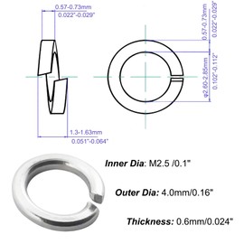 Fajoeda M2.5 Split Lock Washer,200PCS 304 Stainless Steel(18-8) Spring Lock Washers for Bolts Nuts and Screws,Silver