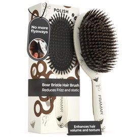 FRAMAR Soft Boar Bristle Hair Brush For Women – Boars Hair Brush For Women, Boar Brush For Fine Hair, Hairbrush For Fine Hair, Soft Bristle Brush For Slick Back, Volume and Shine - Espresso Martini