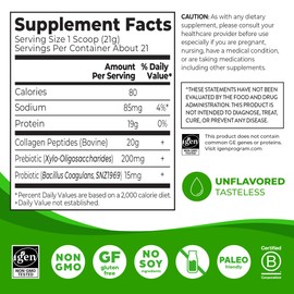 Orgain Hydrolyzed Collagen Peptides + Prebiotic & Probiotics Powder for Women & Men, 20g Grass Fed Collagen, 1 Billion CFU - Supports Digestive, Hair, Skin & Joint Health, Non-GMO, Type I & III, 1lb