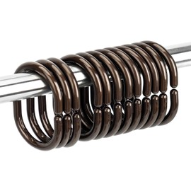 Qulable 24 pcs Shower Curtain Rings Plastic Shower Curtain Hooks C-Shaped Rings Hook Hanger Bath Drape Loop Clip Glide Bathroom Shower Window Rod (Bronze)