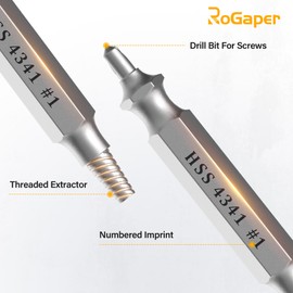 ROGAPER Damaged Screw Extractor Set, Remover for Stripped Screws Nuts & Bolts, Drill Bit Tools for Easy Removal of Rusty & Broken Hardware, Superb Gift for Men Broken Bolt Extractor Screw Remover Set