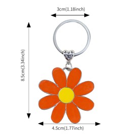Fzcyuoo Cute Daisy Keychain, Enamel Bag Charm, Floral Charm for Purse Keys Metal Keyring Gift, Flower Pendant Key Holders, Bag Accessories, Travel Deco for Women Girls Flower Lovers (Orange)