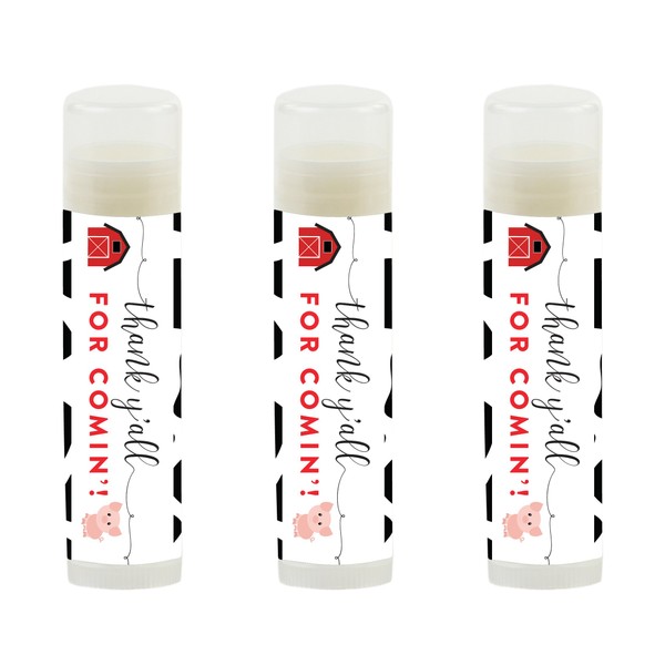 Andaz Press Red Farmhouse Barnyard Birthday Party Collection, Lip Balm Favors, Thank Y'all for Comin!, 12-Pack