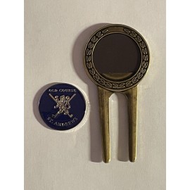 St. Andrews Old Course Etched Divot Tool & 1" Coin Golf Marker - Fife, Scotland